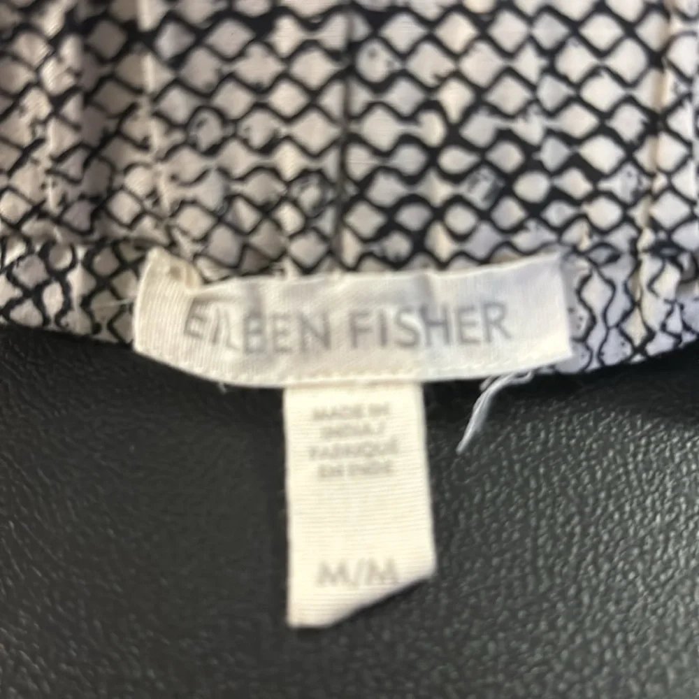 RARE Eileen Fisher 100% Organic Cotton Chainette Printed Wide Leg Crop P…